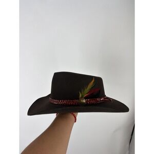 Akubra Snowy River 1010 Fur Felt Outback Cowboy Hat Brown Size 56